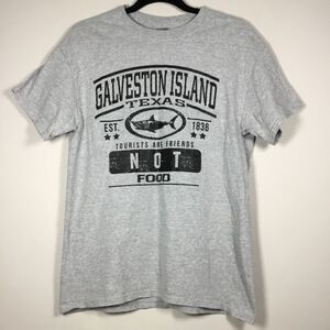Galvaston island Texas grey tshirt tourists are friends not food with shark szM